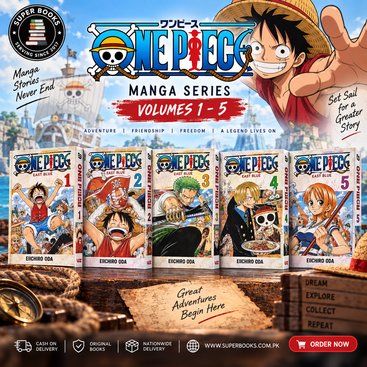One Piece Manga Series – Volumes 1–5